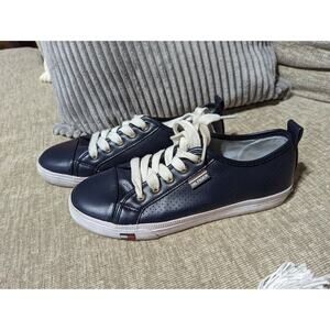 Hilfiger Womens Athletic Sneakers Shoes Comfortable Size 7 Blue Leather Upper